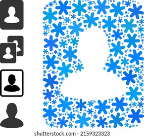 Mosaik Portrait Ikone ist für Winter, Neujahr, Weihnachten. Portraitsymbol mosaik ist aus hellblauen Schneeelementen entworfen. Es werden einige ähnliche Symbole hinzugefügt.