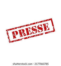 Mosaic printer and distressed stamp watermark with Press text. Mosaic vector is formed with printer icon and with scattered round spots. Press stamp uses red color, and dirty design.