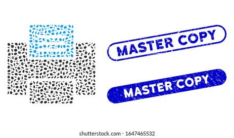 Mosaic printer and rubber stamp seals with Master Copy text. Mosaic vector printer is formed with random ellipse pieces.  