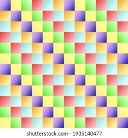 mosaic with purple, yellow, green, red, blue, orange gradient square. colorful abstract seamless pattern