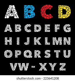 Mosaic puzzle alphabet trendy set. Vector illustration