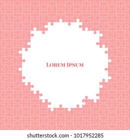 Mosaic, puzzle game, vector illustration, flat, banner, poster, for text, blank, red, pink, white