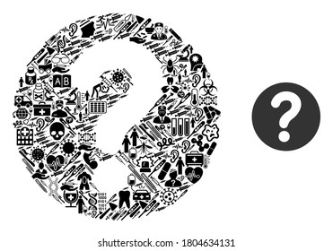 Mosaic query of medical icons and basic icon. Mosaic vector query is designed with medical icons. Abstract design elements for doctor illustrations. Illustration is based on query pictogram.