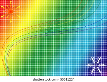 Mosaic rainbow background with lines (vector)