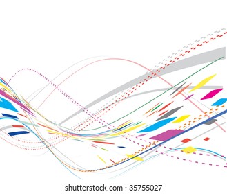 mosaic rainbow wave line background with halftone background