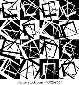 Mosaic of random, scattered lines. Seamlessly repeatable. Abstract monochrome geometric background / pattern.