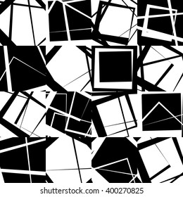 Mosaic of random, scattered lines. Seamlessly repeatable. Abstract monochrome geometric background / pattern.