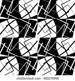 Mosaic of random, scattered lines. Seamlessly repeatable. Abstract monochrome geometric background / pattern.