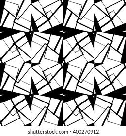 Mosaic of random, scattered lines. Seamlessly repeatable. Abstract monochrome geometric background / pattern.