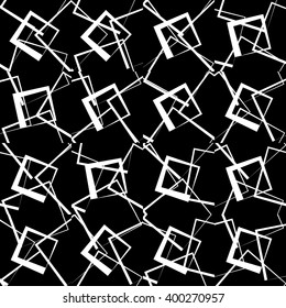 Mosaic of random, scattered lines. Seamlessly repeatable. Abstract monochrome geometric background / pattern.