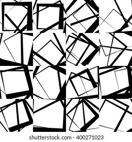 Mosaic of random, scattered lines. Seamlessly repeatable. Abstract monochrome geometric background / pattern.