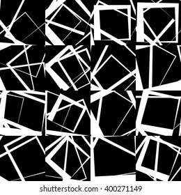 Mosaic of random, scattered lines. Seamlessly repeatable. Abstract monochrome geometric background / pattern.