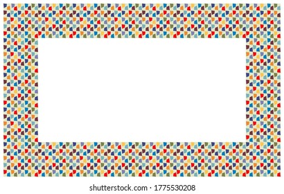 Mosaic rectangle frame. Isolated on white background. Template for interior design. Background for advertiser. Frame for mirror. Print on paper, fabric, ceramic