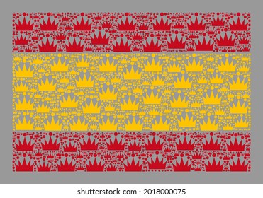 Mosaic rectangle Spain flag created of royal elements. Luxury vector mosaic Spain flag created for heraldry purposes. Designed for political or patriotic promotion.