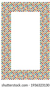 Mosaic rectangle vertical frame. Template for interior design. Background for advertiser. Frame for mirror. Vector illustration on white background. Print on paper, fabric, ceramic