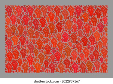 Mosaic rectangular red flag created with force icons. Riot hand vector collage red flag designed for freedom wallpapers. Designed for political or patriotic posters.