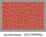 Mosaic red flag constructed with toxic items. Pirate vector rectangle mosaic red flag designed for horror projects. Designed for political and patriotic projects.