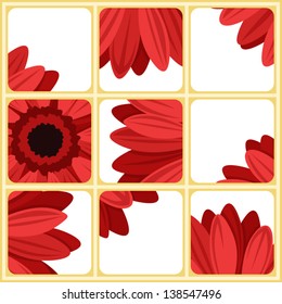 Mosaic with red gerbera. Vector illustration.