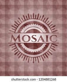 Mosaic red seamless geometric pattern emblem. Seamless.