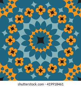 Mosaic retro pattern blue and orange