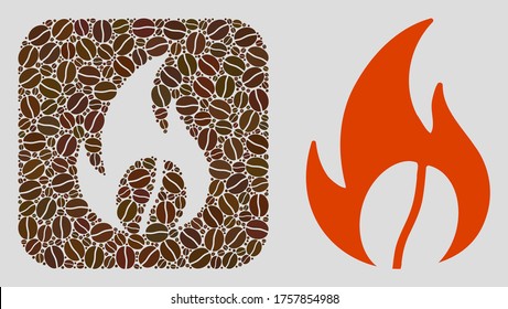 Mosaic roasted coffee of coffee beans and basic icon. Negative space mosaic roasted coffee is formed from coffee beans. Abstract vector design elements for cafeteria applications.