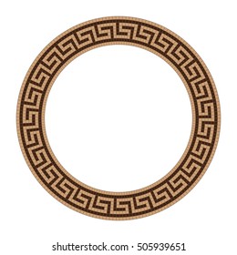 Mosaic round frame classical Greek border. Each element is isolated and edited. Patterned brush included in the file. Vector 10 EPS illustration.
