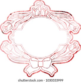 Mosaic round frame with decorative tulips. Design element for banners, labels, prints, posters, greeting cards, albums. Vector clip art.