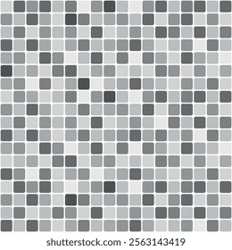 mosaic of rounded square tiles vector illustration, black and white in greyscale - seamless repeatable pattern texture background