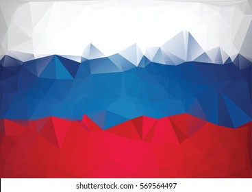 Mosaic russian flag. Low poly style background