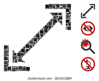 Mosaic Scalability icon united from square items in various sizes and color hues. Vector square items are arranged into abstract mosaic scalability icon. Bonus pictograms are added.