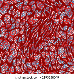 Mosaic seamless pattern. Abstract cut shapes with ragged edges. Stylized animal giraffe tiger skin fur print spotted texture. Fashion design for textile, fabric, backdrop or any surface.