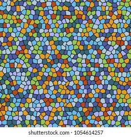 Mosaic seamless pattern background. Bright colorful tiles with black gaps texture.