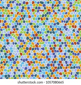 Mosaic seamless pattern background. Bright colorful tiles with white gaps texture.