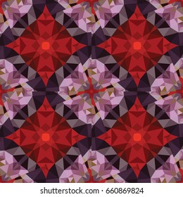 Mosaic seamless pattern based on polygons. Kaleidoscope. Geometrical abstract ornament.