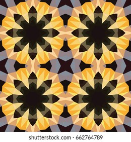 Mosaic seamless pattern based on polygons. Kaleidoscope. Geometrical abstract ornament.