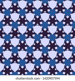 Mosaic seamless pattern in blue tones. Arabic ornament. Modern geometric textures. Vector illustration.