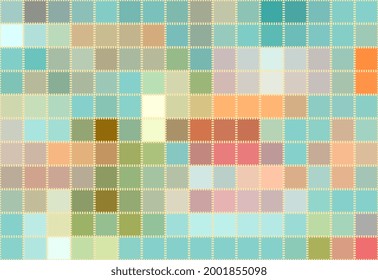 Mosaik nahtloses Muster aus bunten Quadraten. Flickwerk-Design. Vektorgrafik.