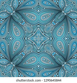 Mosaic seamless pattern with dots. Ornamental traditional etchnic design. Vector print.