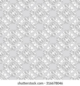 Mosaic seamless pattern of geometric shapes for printing on fabrics and wallpaper.3D elements with shadows and highlights. Paper cut.