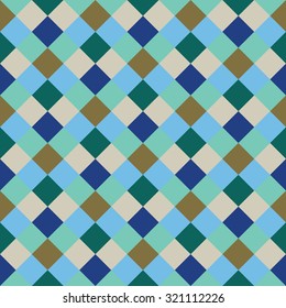Mosaic seamless pattern. Print in a cage in a rustic style for interior decorating, home textiles, clothing.