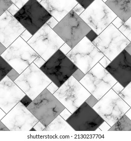 Mosaic seamless pattern. Repeating marble backdrop. Geometry tile. Abstract kitchen floor for design home prints. Repeated elegant geometric tiles. View from above background. Vector illustration