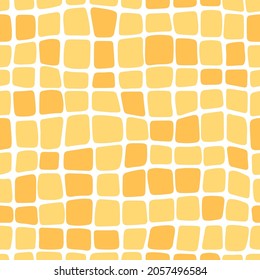 Mosaic seamless pattern. Retro rounded squares. Minimalistic Scandinavian style in pastel yellow colors. Ideal for printing baby clothes, textiles, fabrics, wrapping paper