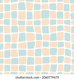 Mosaic seamless pattern. Retro rounded squares. Minimalistic Scandinavian style in pastel colors. Ideal for printing baby clothes, textiles, fabrics, wrapping paper