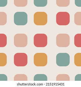Mosaic seamless pattern. Retro rounded squares. Minimalistic Scandinavian style in pastel colors. Ideal for printing baby clothes, textiles, fabrics, wrapping paper.