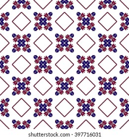 Mosaic seamless pattern. Vector Image. Red and blue colors. Graphic arts, design, textile industry.