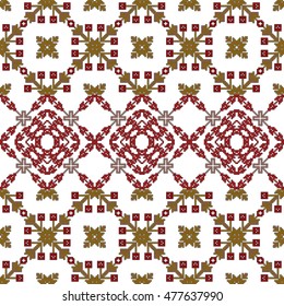 Mosaic seamless pattern. Vector Image. Rose, yellow, orange colors. For embroidery pattern. for the textile industry, home crafts
