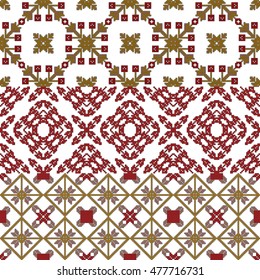 Mosaic seamless pattern. Vector Image. Rose, yellow, orange colors. For embroidery pattern. for the textile industry, home crafts