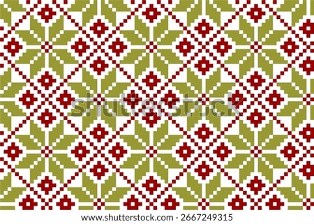 Mosaic seamless romanian pattern for background. Beautiful geometric seamless pattern design for cloth. rugs. cross stitch, bakdrop, banner, leaflet, cover, wallpaper, and more.