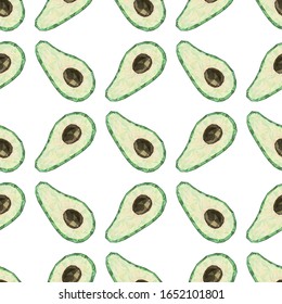 Mosaik Nahtlose Vektorillustration mit Avocado. Triangulation Kristall Muster mit gesundem Gemüse. Low-Poly-Illustration auf weißem Hintergrund im Low-Poly-Stil. Stofftrendiger dekorativer Hintergrund 