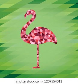 Mosaic in the shape of pink flamingo.